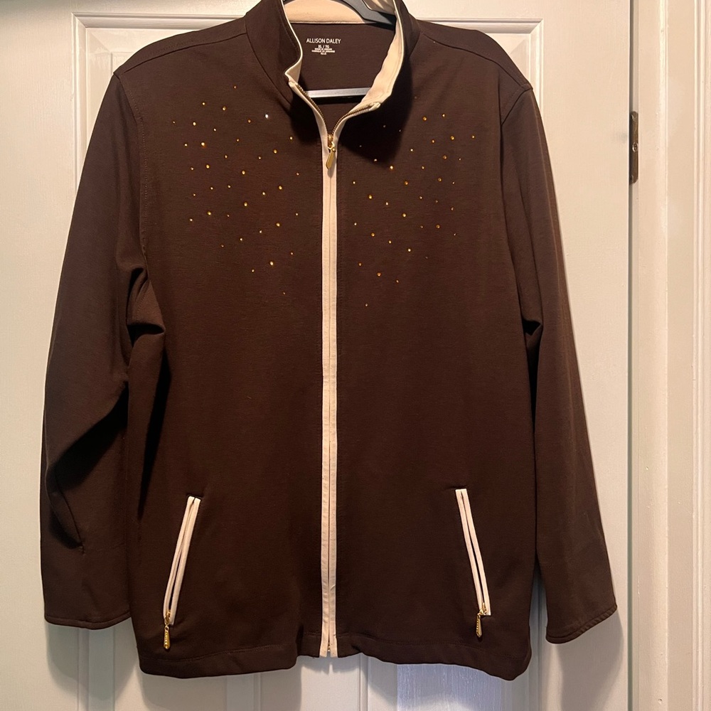 Allison Daley Brown Jacket with Gold Accents